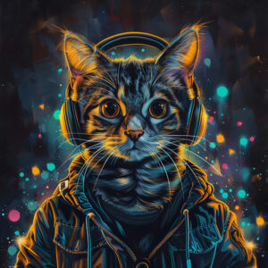 Neon Headphones Cat 2
