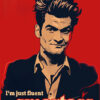 Illustration of a man smirking, with text: I’m not sarcastic, I’m just fluent in smartass. Red background with bold, contrasting fonts. Funny poster available in A1 to A4 sizes.