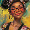 A woman with glasses and hoop earrings smiles confidently. Text on the image reads: Im not sarcastic, Im just fluent in smartass. The background is colourful and artistic. Funny poster available in A1 to A4 sizes.