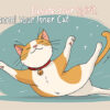 Illustration of an orange and white cat doing yoga, with the text "Elevate Your Spirit, Channel your Inner Cat" in the background. Funny poster available in A1 to A4 sizes.