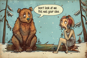 Bear and Woman Funny Poster 1