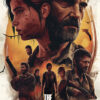 Stylized The Last Of Us poster featuring two main characters in the foreground, with additional figures and intense action scenes unfolding behind them. Gaming poster available in A1 to A4 sizes.