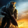 A futuristic armored soldier stands with a weapon against a dramatic sky backdrop; the text HALO 3 appears at the bottom, making this the perfect Halo 3 poster for fans. Gaming poster available in A1 to A4 sizes.