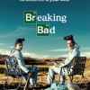 Two men in hazmat suits sit on lawn chairs in a desert landscape with equipment nearby. This Breaking Bad poster highlights details about the shows new season and its airtime on AMC. Poster print available in A1 to A4 sizes.