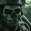 A soldier wearing a detailed skull mask and helmet stands ready, with the Call Of Duty: Modern Warfare II logo in the top right corner—perfect for any fans poster collection. Gaming poster available in A1 to A4 sizes.