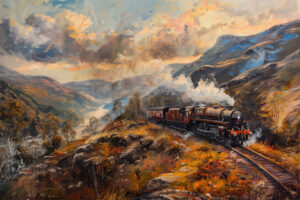 Steam Train Oil Painting 2