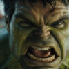 A close-up of a person with green skin and an angry expression, mouth open and teeth showing. The Hulk character from comic books. Fantasy art poster available in A1 to A4 sizes.