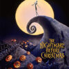 Poster for Tim Burtons 1993 film The Nightmare Before Christmas shows Jack Skellington standing on a spiral hill with a full moon behind him and pumpkins scattered below. Movie poster print available in A1 to A4 sizes.