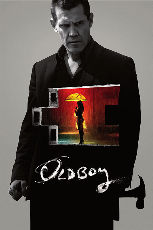 Product-Image_0004_Oldboy.jpg A man in a suit holds a hammer, with an inset image of a woman holding a yellow umbrella in the rain; 2013 movie Oldboy is written at the bottom. Movie poster print available in A1 to A4 sizes.