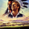 Two men, one in feathers and face paint, stand before a scenic landscape with running horses. The text Dances With Wolves appears at the bottom, referencing the iconic 1990 movie. Movie poster print available in A1 to A4 sizes.