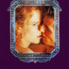 A man and woman face each other closely inside an ornate silver frame on a dark background, with the text Eyes Wide Shut below, evoking the mysterious allure of the 1999 movie. Movie poster print available in A1 to A4 sizes.