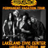 Aerosmith poses together on a poster for their Permanent Vacation Tour in Florida, promoting an April 20th concert at Lakeland Civic Centre, with Dokken and White Lion as special guests. Music poster print available in A1 to A4 sizes.