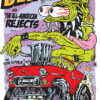 Illustrated concert poster for Blink-182’s 2012 show, featuring a green monster driving a hot rod. Event date: June 26 in Frankfurt at Festhalle, Germany. Supporting acts are listed. Music poster print available in A1 to A4 sizes.