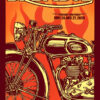Poster for Billy Idols 2008 concert at The Fillmore San Francisco, June 26-27, featuring a vintage motorcycle illustration with bold flame graphics. Music poster print available in A1 to A4 sizes.