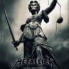Statue of Lady Justice with a skull face, holding a sword and scales; Metallica logo and Germany 2019 concert details displayed at the bottom. Music poster print available in A1 to A4 sizes.