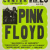 Poster advertising a Pink Floyd concert at Park Centre in Charlotte on Friday, March 23 at 8:00 PM, featuring album details and ticket information on a striking green and black background. Music poster print available in A1 to A4 sizes.