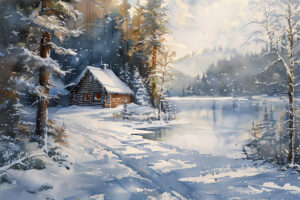 Winter Cabin Watercolour 4