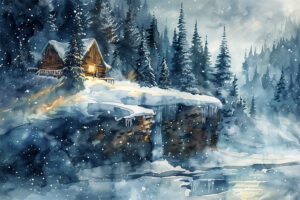 Winter Cabin Watercolour 8