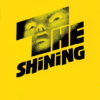 Bright yellow poster for The Shining (1980) with stylized black text; a pixelated, distressed face is partially visible within the large T at the top. Movie poster print available in A1 to A4 sizes.
