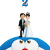 Animated characters Nobita and Shizuka in wedding attire stand on top of Doraemon’s head under the Stand By Me Doraemon 2 title, capturing a memorable scene from the 2020 Doraemon movie. Movie poster print available in A1 to A4 sizes.