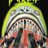 A man stands before collapsing skyscrapers as a giant creature with sharp teeth looms above, while “Parasite” in bold green letters highlights this thrilling scene from the 1982 movie Parasite. Movie poster print available in A1 to A4 sizes.