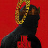 A figure in chainmail and a golden crown stands in profile against a red background, with The Green Knight (2021) written in large bold letters at the bottom. Movie poster print available in A1 to A4 sizes.