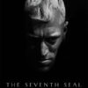 A black-and-white image from the 1957 film shows a man with light hair, half his face in shadow, with the text The Seventh Seal below his face. Movie poster print available in A1 to A4 sizes.