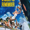 Movie poster for the 1958 film A Night to Remember shows people in a lifeboat with others reaching down from a ship. Icebergs and the word Titanic appear, capturing the legendary night of the Titanic disaster. Movie poster print available in A1 to A4 sizes.