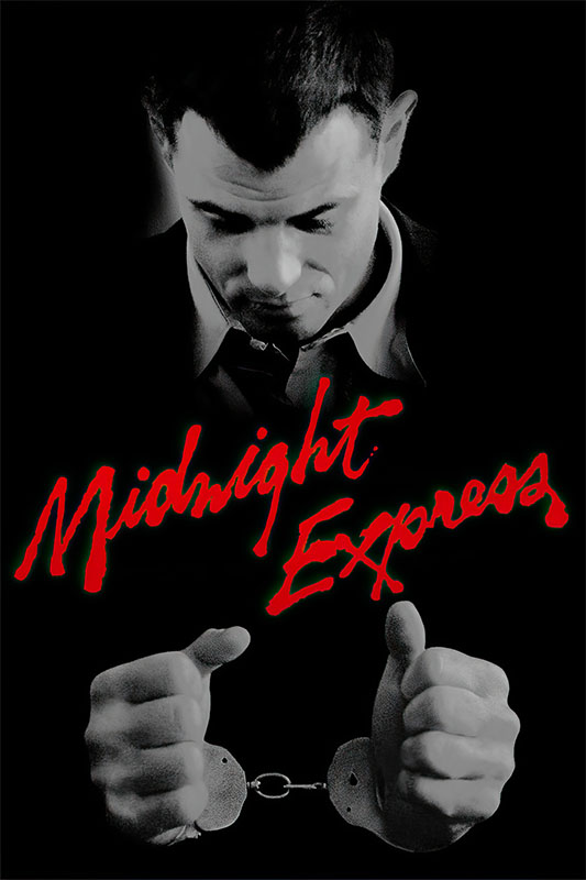 Product-Image_0001_Midnight Express.jpg A man in a suit looks down at handcuffs on his wrists, with the red text Midnight Express written across the image, capturing a tense moment from the 1978 movie Midnight Express. Movie poster print available in A1 to A4 sizes.