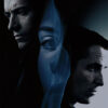Movie poster for The Prestige (2006) showing two mens profiles facing opposite directions with a womans face superimposed between them, and the movie title at the bottom. Movie poster print available in A1 to A4 sizes.