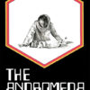 A person in a hazmat suit examines a body on the ground inside a red-bordered hexagon, with the text The Andromeda Strain below, evoking the tense atmosphere of the 1971 movie. Movie poster print available in A1 to A4 sizes.