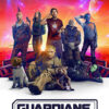 The Guardians of the Galaxy team stands together on a red alien landscape under a vibrant space sky; the movie title reads Guardians of the Galaxy Vol. 3, highlighting this exciting chapter of the Guardians of the Galaxy 2023 movie. Movie poster print available in A1 to A4 sizes.