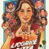 Illustrated 2021 movie poster for Licorice Pizza features a central woman surrounded by smaller portraits of various characters against a colourful, starry background. Movie poster print available in A1 to A4 sizes.