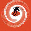 A red poster with white spirals, silhouettes of a falling man and woman in the centre, and the word VERTIGO in bold black letters at the bottom, inspired by Alfred Hitchcock’s classic 1958 film. Movie poster print available in A1 to A4 sizes.