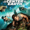 Three people climb through a cave surrounded by plants, with a dinosaur and large insects nearby. The text reads Journey to the Centre of the Earth, inspired by the thrilling 2008 movie. Movie poster print available in A1 to A4 sizes.