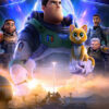 Poster for the Lightyear movie featuring Buzz Lightyear and other characters standing together, with a rocket launch and starry sky in the background. Perfect for fans of the 2022 adventure, Lightyear. Movie poster print available in A1 to A4 sizes.