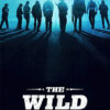 Silhouetted figures of cowboys stand side by side against a blue sky with shadows extending forward; The Wild Bunch title is displayed at the bottom of this iconic 1969 movie western film. Movie poster print available in A1 to A4 sizes.