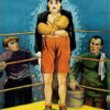 A vintage 1931 poster for City Lights shows a man in a bowler hat and boxing gear standing in a ring, flanked by two men, with water splashing behind him. Movie poster print available in A1 to A4 sizes.