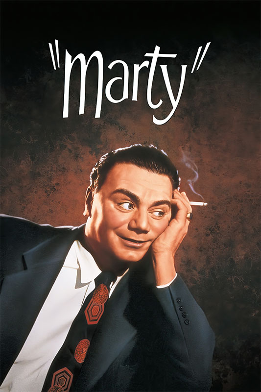 Product-Image_0006_Marty.jpg A man in a suit holds a cigarette and rests his face on his hand, with the word Marty in large text above him, referencing the 1955 film. Movie poster print available in A1 to A4 sizes.
