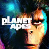 A stylized close-up of an ape’s face with the text “Planet of the Apes” overlaid in bold white letters, capturing the iconic science fiction vibe of the 1968 movie. Movie poster print available in A1 to A4 sizes.