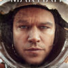 Close-up of a man in a space helmet staring forward, with The Martian above his head. The visor reflects rocky terrain, capturing the tense isolation of the 2015 movie The Martian. Movie poster print available in A1 to A4 sizes.