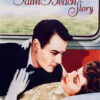 A man and a woman lie close together on a train, with the title The Palm Beach Story—referencing the classic 1949 film—written above them in elegant cursive text. Movie poster print available in A1 to A4 sizes.