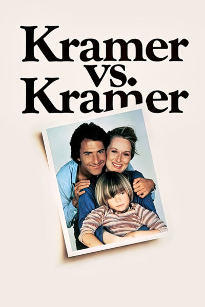 Movie poster for Kramer vs. Kramer, the acclaimed 1979 movie, featuring a photo of a smiling man, woman, and child below the film title in large black text. Movie poster print available in A1 to A4 sizes.