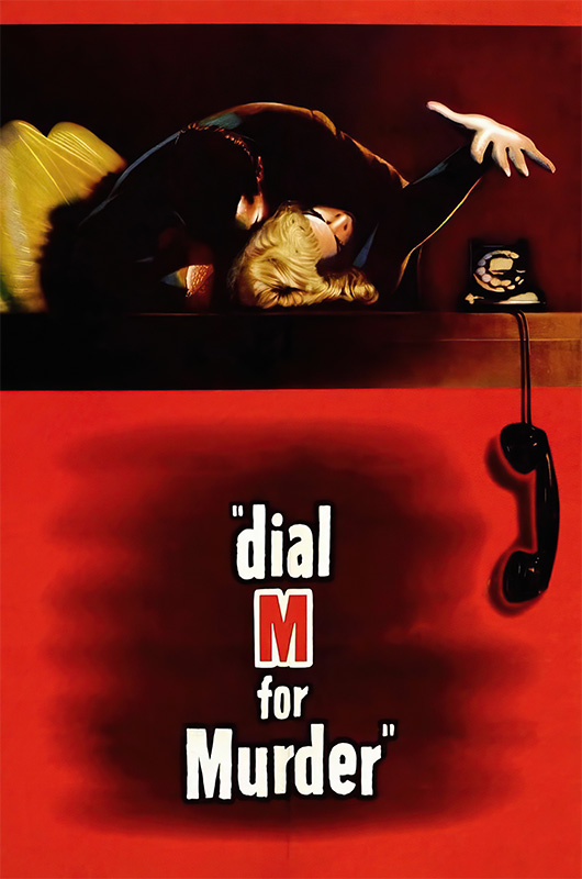 product-image A woman struggles on a table reaching for a rotary phone, with the text Dial M for Murder—Alfred Hitchcock’s gripping 1954 film—and an illustration of a black telephone below. Movie poster print available in A1 to A4 sizes.