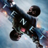 A man holding a gun is mirrored upside down beneath him, with the word TENET across the centre and a cityscape in the background, capturing the mind-bending style of the Tenet movie. Movie poster print available in A1 to A4 sizes.
