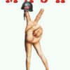 A hand making a peace sign with two fingers, the fingers depicted as womens legs in high heels, and an army helmet with a U.S. flag resting on the raised fingers. The text M*A*S*H appears above. Movie poster print available in A1 to A4 sizes.