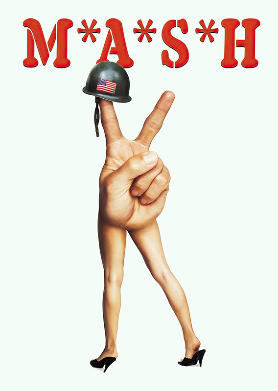 product-image A hand making a peace sign with two fingers, the fingers depicted as womens legs in high heels, and an army helmet with a U.S. flag resting on the raised fingers. The text M*A*S*H appears above. Movie poster print available in A1 to A4 sizes.