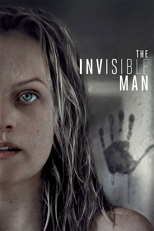 Product-Image_0001_The Invisible Man.jpg Close-up of a wet woman with a fearful expression; a foggy glass behind her shows a handprint. Text reads: The Invisible Man. Movie poster print available in A1 to A4 sizes.