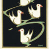 Stylized illustration of four white ducks swimming on dark water, with the text Kingston by Tram in bold letters at the bottom, inspired by Charles Paine and his association with the Underground Group. Poster print available in A1 to A4 sizes.