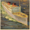 A vintage Odin Rosenvinge travel poster of a large Union-Castle Line ocean liner sailing near a coastline, advertising mail and passenger services to England with listed office locations. Poster print available in A1 to A4 sizes.